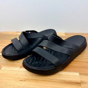 Crocs Getaway Slide Sandals Black Women Size 9 Slip On Comfort